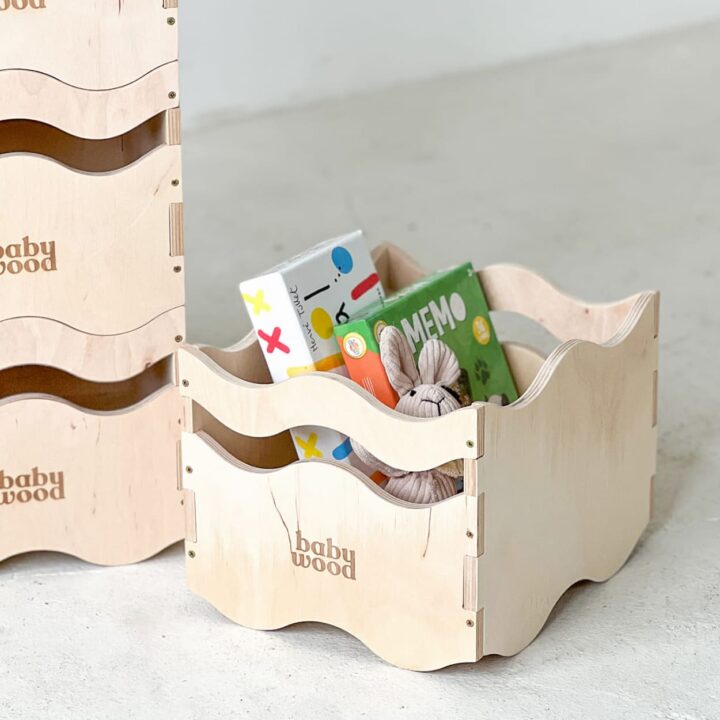 Medinė žaislų dėžutė WAVE