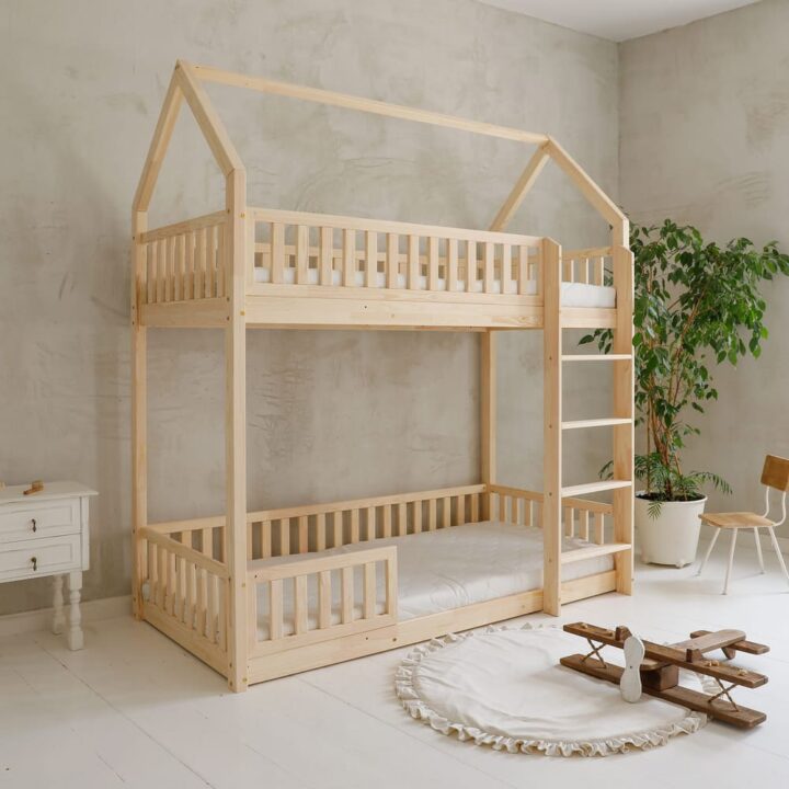 Vaikiška Dviaukštė Lova Namelis
