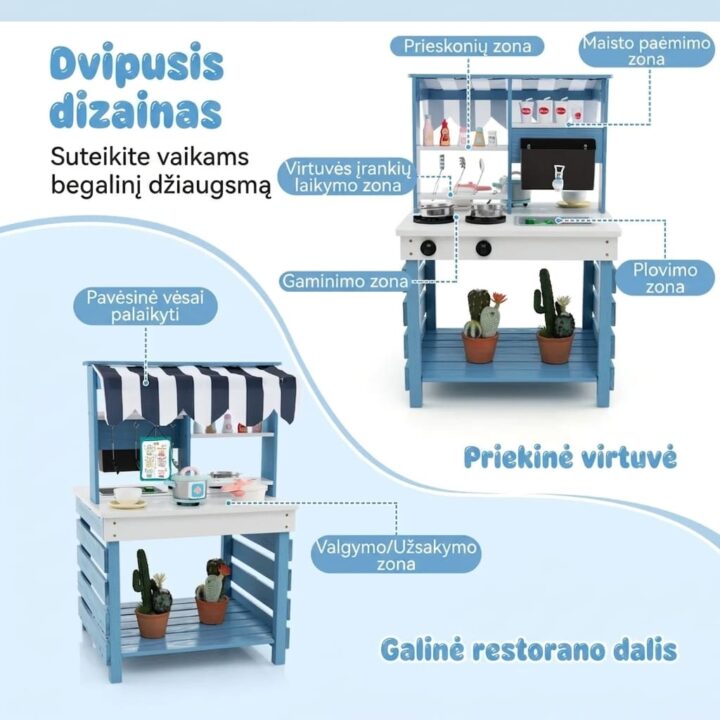 Dvipusė Vaikiška Lauko Virtuvėlė