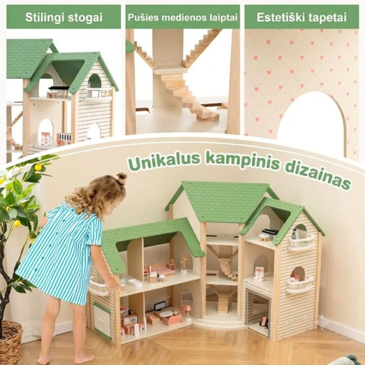 Medinis kampinis lėlių namas