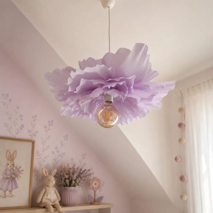 Rankų Darbo Pakabinamas Šviestuvas VIOLETINIS BIJŪNAS