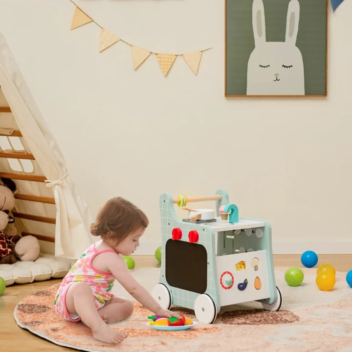 6-in-1 vaikų vaikštynė virtuvėlė, mėlyna